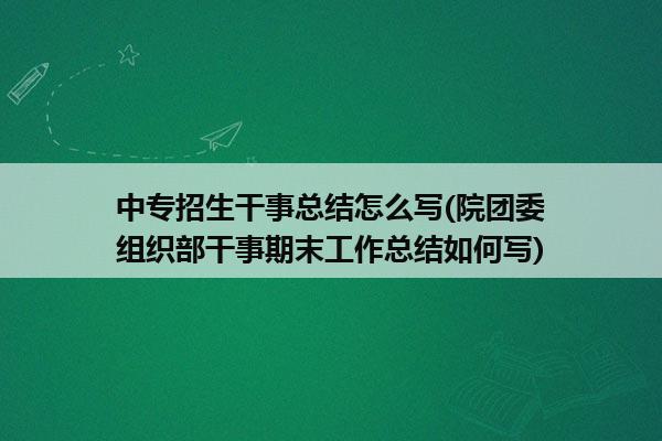 中专招生干事总结怎么写(院团委组织部干事期末工作总结如何写)